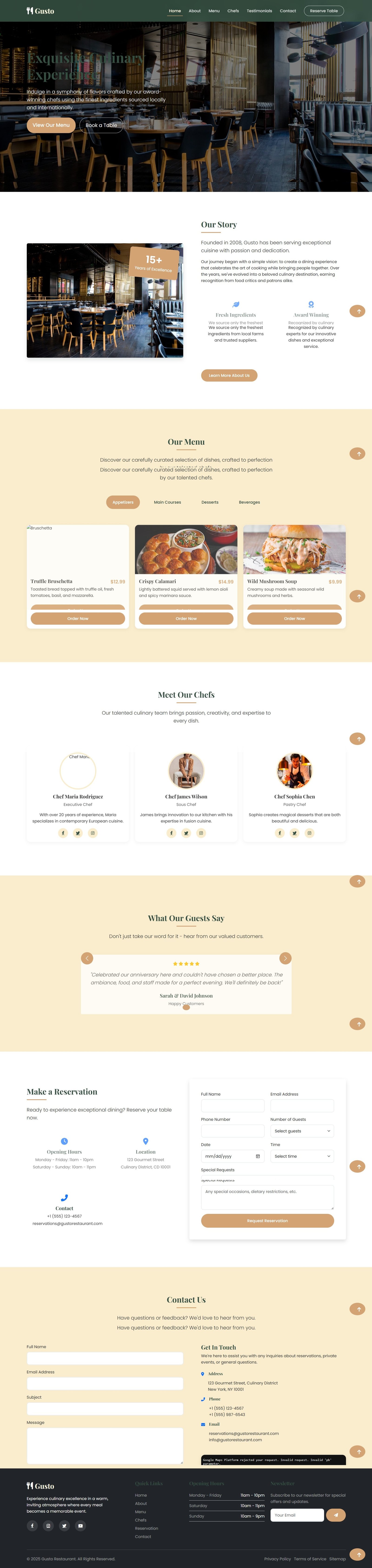 Restaurant Landing Page website design project